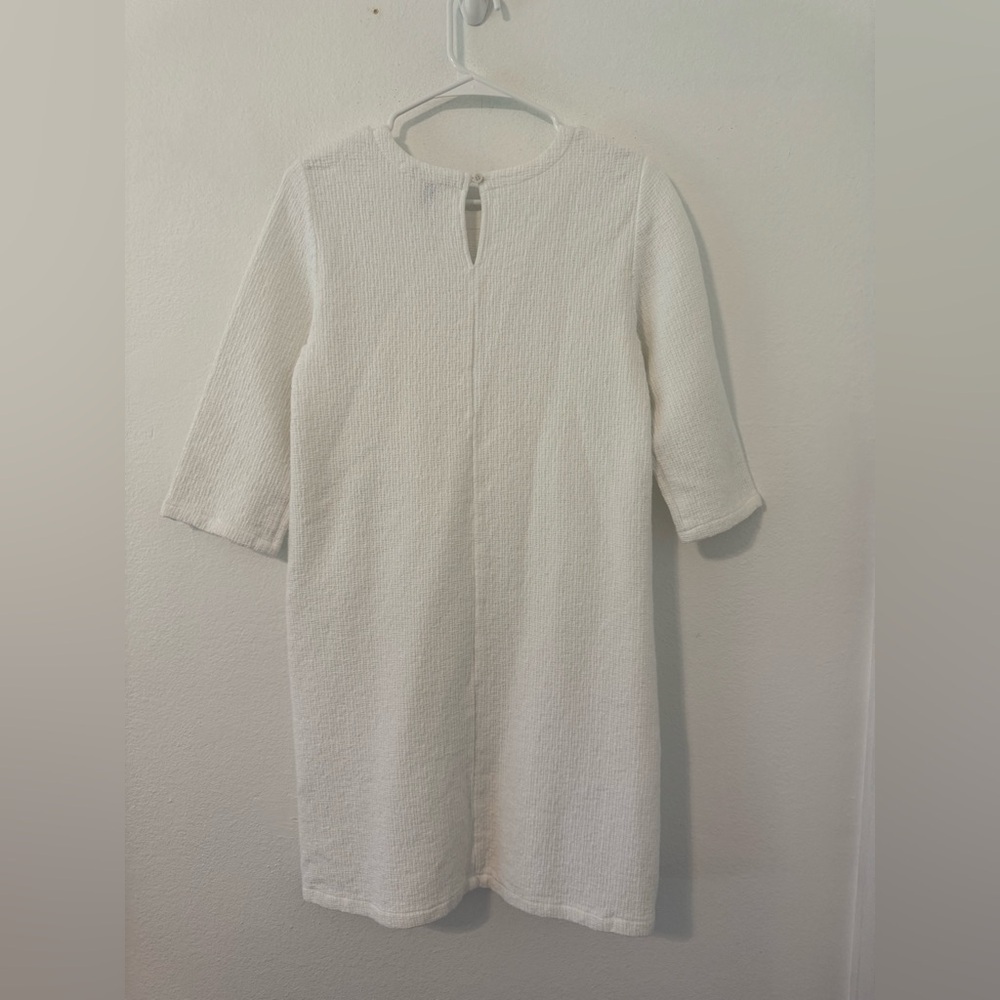 EILEEN FISHER Textured Cotton Ripple Dress 3/4 Sleeves Career Office Size XS - Picture 2 of 8
